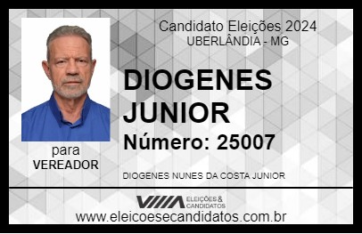 Candidato DIOGENES JUNIOR 2024 - UBERLÂNDIA - Eleições