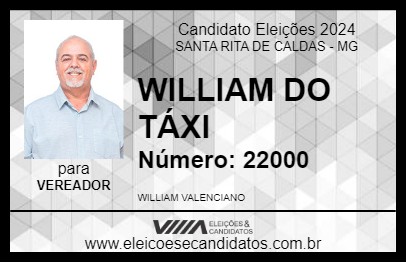 Candidato WILLIAM DO TÁXI 2024 - SANTA RITA DE CALDAS - Eleições