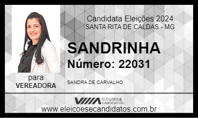 Candidato SANDRINHA 2024 - SANTA RITA DE CALDAS - Eleições