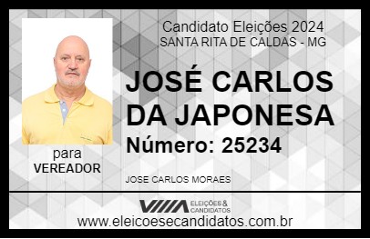 Candidato JOSÉ CARLOS DA JAPONESA 2024 - SANTA RITA DE CALDAS - Eleições