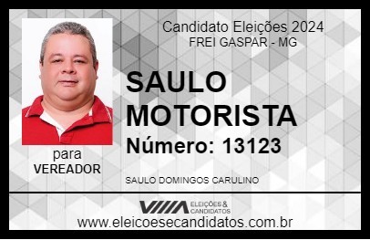 Candidato SAULO MOTORISTA 2024 - FREI GASPAR - Eleições