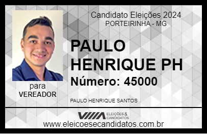 Candidato PAULO HENRIQUE PH 2024 - PORTEIRINHA - Eleições