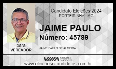 Candidato JAIME PAULO 2024 - PORTEIRINHA - Eleições