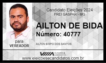 Candidato AILTON DE BIDA 2024 - FREI GASPAR - Eleições