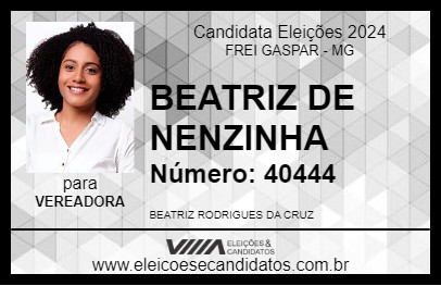 Candidato BEATRIZ DE NENZINHA 2024 - FREI GASPAR - Eleições