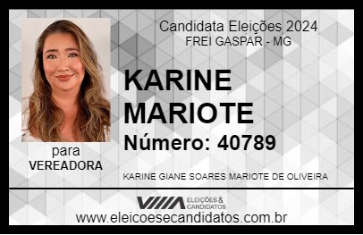 Candidato KARINE MARIOTE 2024 - FREI GASPAR - Eleições