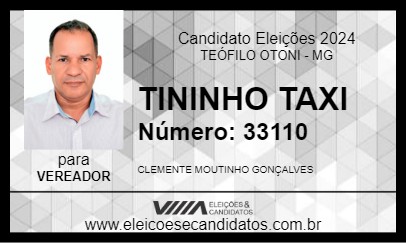 Candidato TININHO TAXI 2024 - TEÓFILO OTONI - Eleições