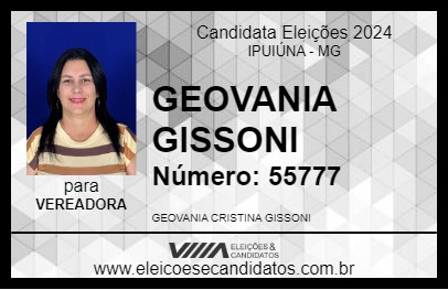 Candidato GEOVANIA GISSONI 2024 - IPUIÚNA - Eleições