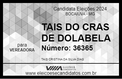 Candidato TAIS DE DOLABELA 2024 - BOCAIÚVA - Eleições