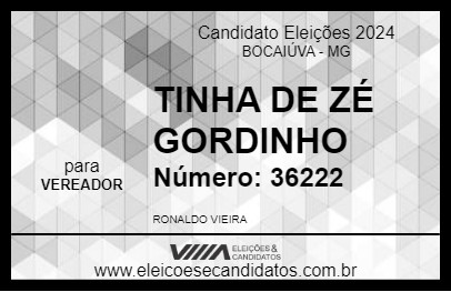 Candidato TINHA DE ZÉ GORDINHO 2024 - BOCAIÚVA - Eleições