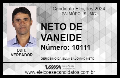 Candidato NETO DE VANEIDE 2024 - PALMÓPOLIS - Eleições