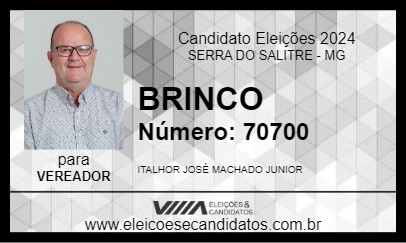 Candidato BRINCO 2024 - SERRA DO SALITRE - Eleições