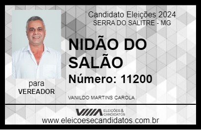 Candidato NIDÃO DO SALÃO 2024 - SERRA DO SALITRE - Eleições