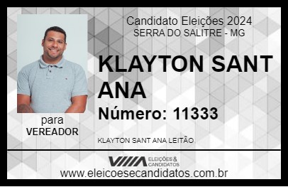 Candidato KLAYTON SANT ANA 2024 - SERRA DO SALITRE - Eleições