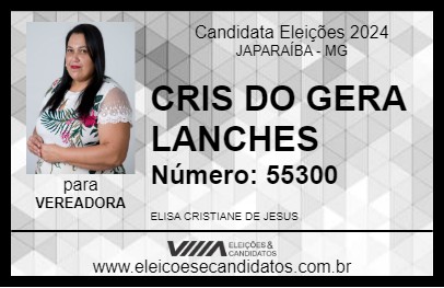 Candidato CRIS DO GERA LANCHES 2024 - JAPARAÍBA - Eleições