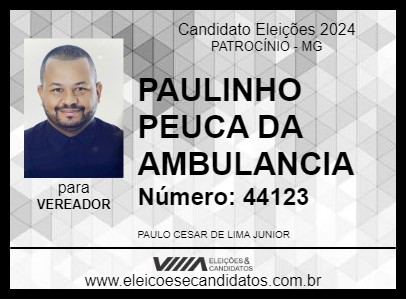 Candidato PAULINHO PEUCA DA AMBULANCIA 2024 - PATROCÍNIO - Eleições