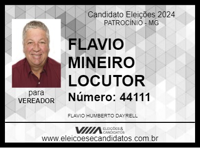 Candidato FLAVIO MINEIRO LOCUTOR 2024 - PATROCÍNIO - Eleições