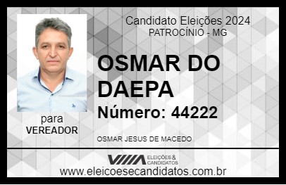 Candidato OSMAR DO DAEPA 2024 - PATROCÍNIO - Eleições