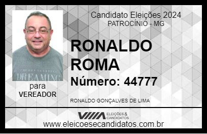 Candidato RONALDO ROMA 2024 - PATROCÍNIO - Eleições