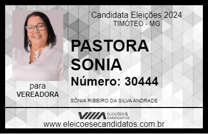 Candidato PASTORA SÔNIA ANDRADE 2024 - TIMÓTEO - Eleições