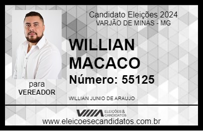 Candidato WILLIAN MACACO 2024 - VARJÃO DE MINAS - Eleições