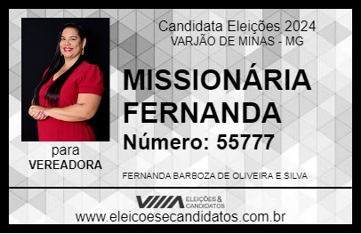 Candidato MISSIONÁRIA FERNANDA 2024 - VARJÃO DE MINAS - Eleições