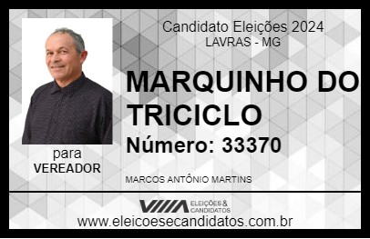 Candidato MARQUINHO DO TRICICLO 2024 - LAVRAS - Eleições