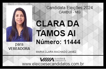 Candidato CLARA DA TAMOS AI 2024 - CAMBUÍ - Eleições