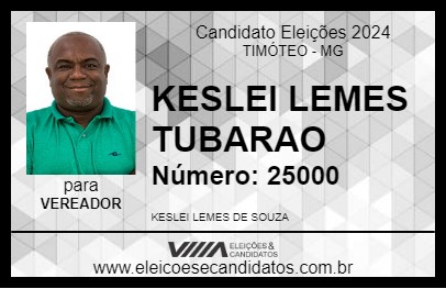 Candidato KESLEI LEMES TUBARAO 2024 - TIMÓTEO - Eleições