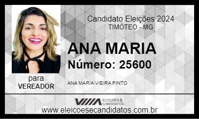 Candidato ANA MARIA VIEIRA 2024 - TIMÓTEO - Eleições