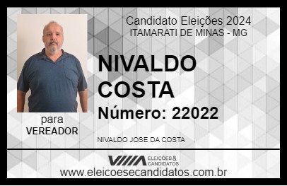 Candidato NIVALDO COSTA 2024 - ITAMARATI DE MINAS - Eleições