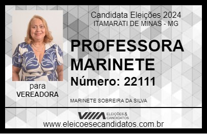 Candidato PROFESSORA MARINETE 2024 - ITAMARATI DE MINAS - Eleições