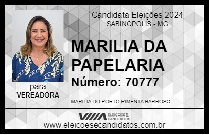 Candidato MARILIA DA PAPELARIA 2024 - SABINÓPOLIS - Eleições