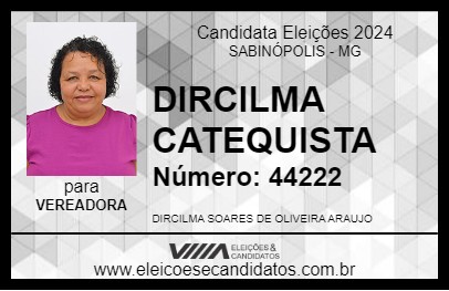 Candidato DIRCILMA CATEQUISTA 2024 - SABINÓPOLIS - Eleições