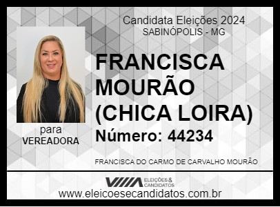 Candidato FRANCISCA MOURÃO (CHICA LOIRA) 2024 - SABINÓPOLIS - Eleições