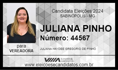 Candidato JULIANA PINHO 2024 - SABINÓPOLIS - Eleições