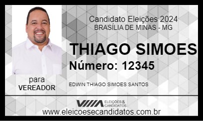 Candidato THIAGO SIMOES 2024 - BRASÍLIA DE MINAS - Eleições