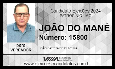 Candidato JOÃO DO MANÉ 2024 - PATROCÍNIO - Eleições