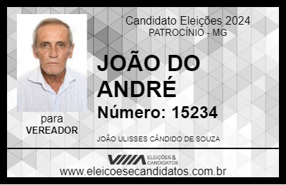 Candidato JOÃO DO ANDRÉ 2024 - PATROCÍNIO - Eleições