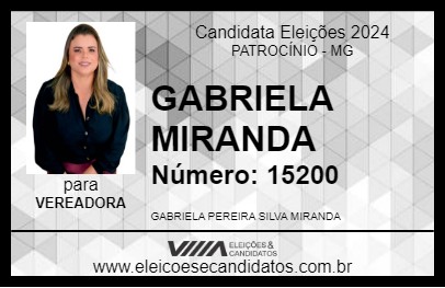 Candidato GABRIELA MIRANDA 2024 - PATROCÍNIO - Eleições