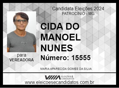 Candidato CIDA DO MANOEL NUNES 2024 - PATROCÍNIO - Eleições