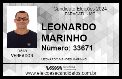 Candidato LEONARDO MARINHO 2024 - PARACATU - Eleições