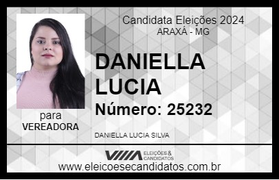 Candidato DANIELLA LUCIA 2024 - ARAXÁ - Eleições