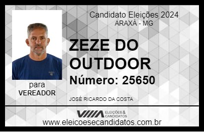 Candidato ZEZE DO OUTDOOR 2024 - ARAXÁ - Eleições