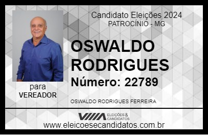 Candidato OSWALDO RODRIGUES 2024 - PATROCÍNIO - Eleições