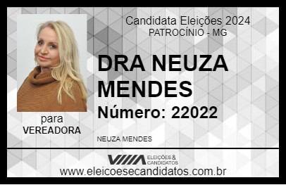 Candidato DRA NEUZA MENDES 2024 - PATROCÍNIO - Eleições