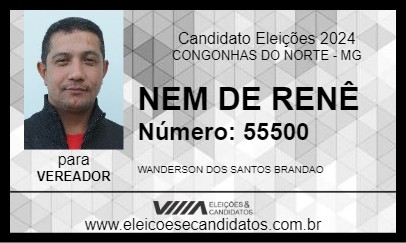 Candidato NEM DE RENÊ 2024 - CONGONHAS DO NORTE - Eleições