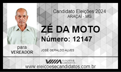 Candidato ZÉ DA MOTO 2024 - ARAÇAÍ - Eleições