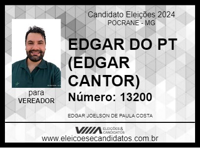 Candidato EDGAR DO PT (EDGAR CANTOR) 2024 - POCRANE - Eleições