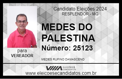 Candidato MEDES DO PALESTINA 2024 - RESPLENDOR - Eleições